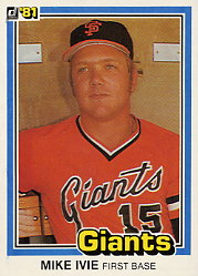 1981 Donruss Baseball Cards 312 Mike Ivie